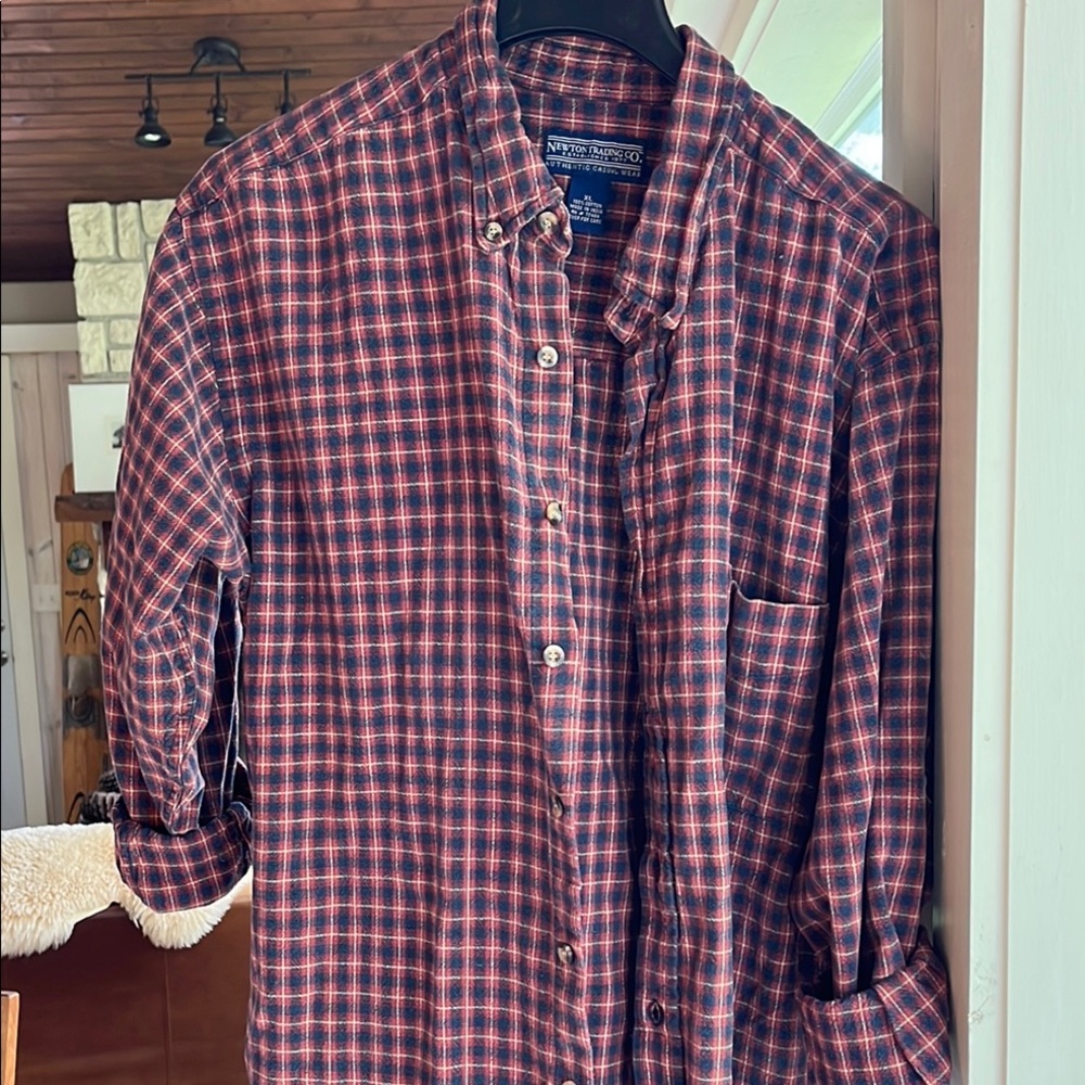 Red and Blue Plaid Casual Button Down Shirt